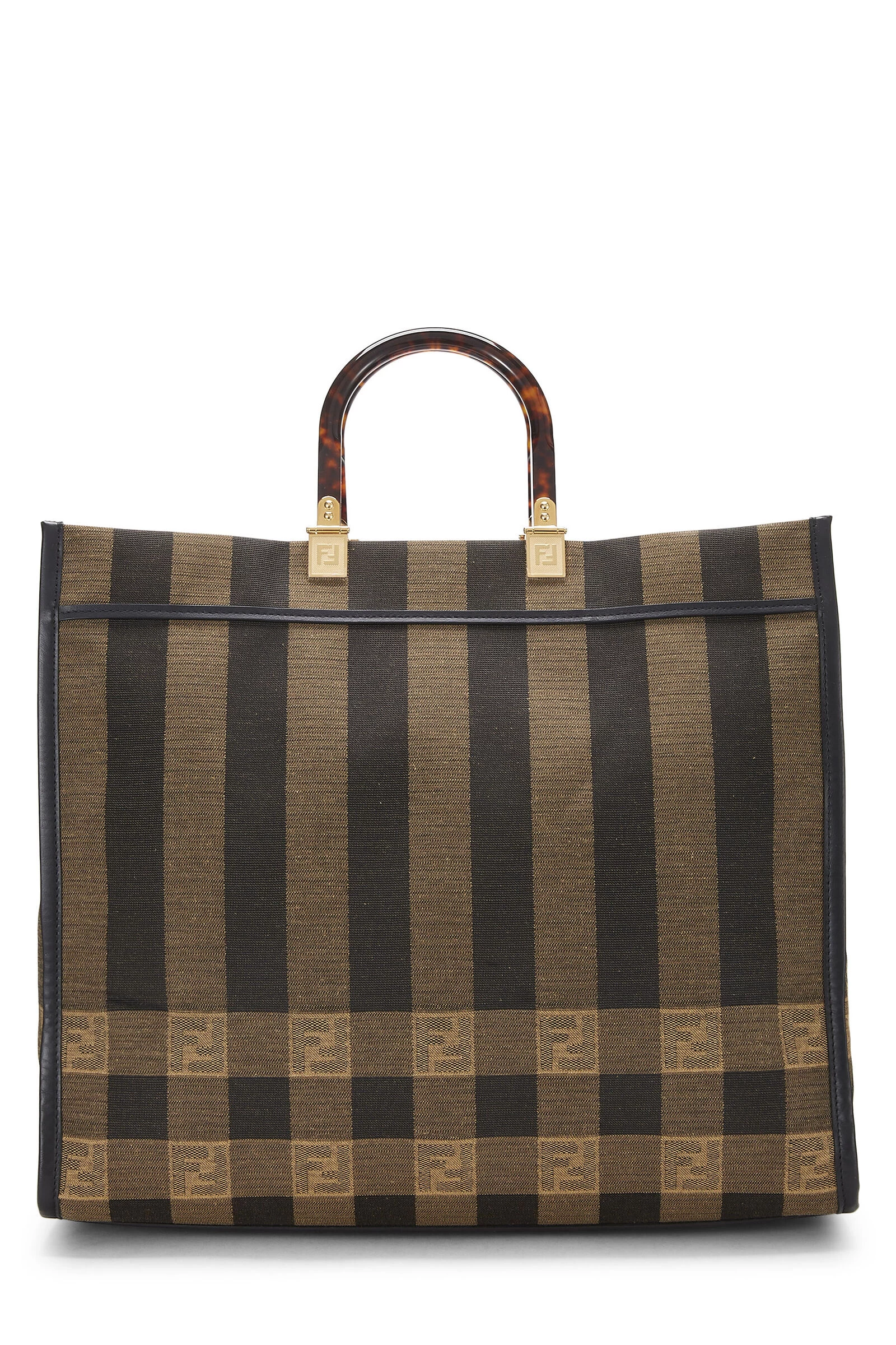 FENDI Brown Pequin Sunshine Shopper Tote Large 1 FENDI Brown Pequin Sunshine Shopper Tote Large