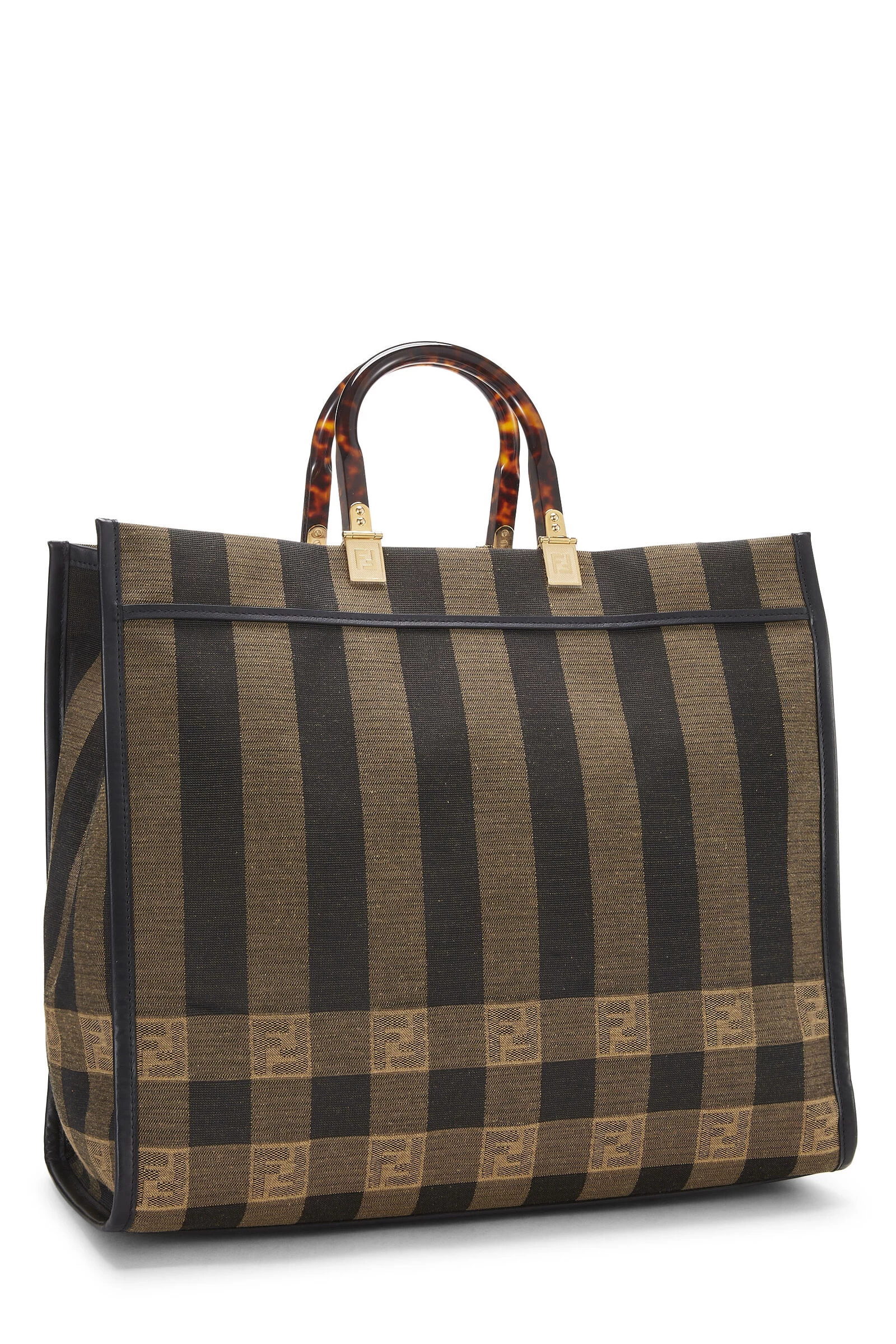 FENDI Brown Pequin Sunshine Shopper Tote Large 2 FENDI Brown Pequin Sunshine Shopper Tote Large - Image 2