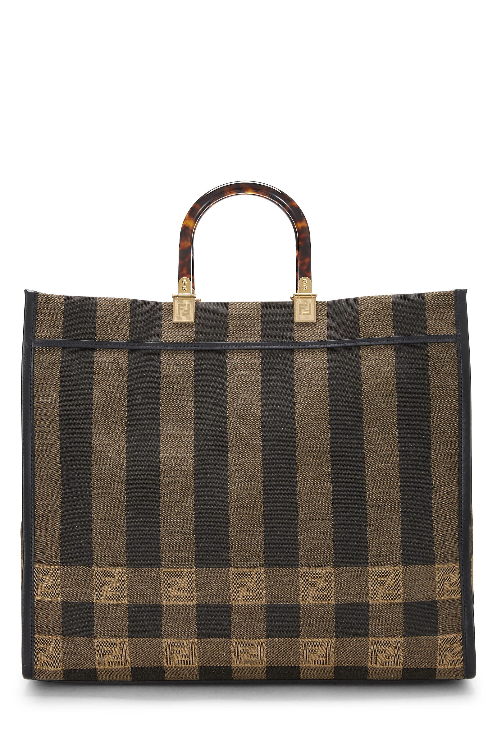 FENDI Brown Pequin Sunshine Shopper Tote Large 4 FENDI Brown Pequin Sunshine Shopper Tote Large - Image 4