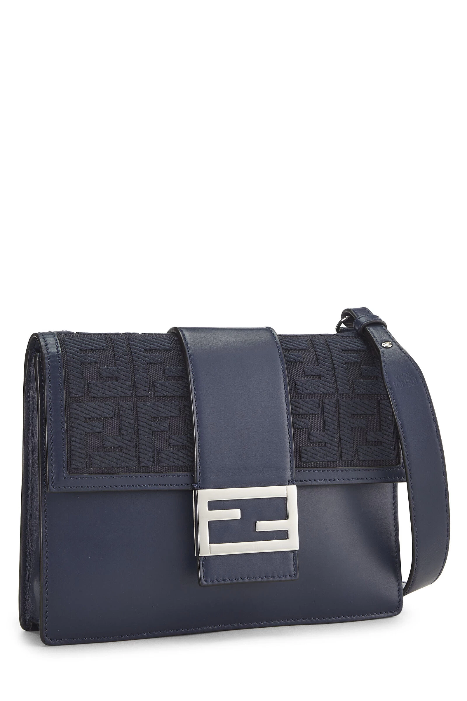 FENDI Navy Leather Flat Baguette Bag Medium 2 FENDI Navy Leather Flat Baguette Bag Medium - Image 2