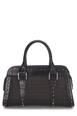 FENDI Black Zucchino Studded Hand Bag