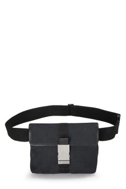Gucci Black Original GG Canvas Buckle Flap Belt Bag Small