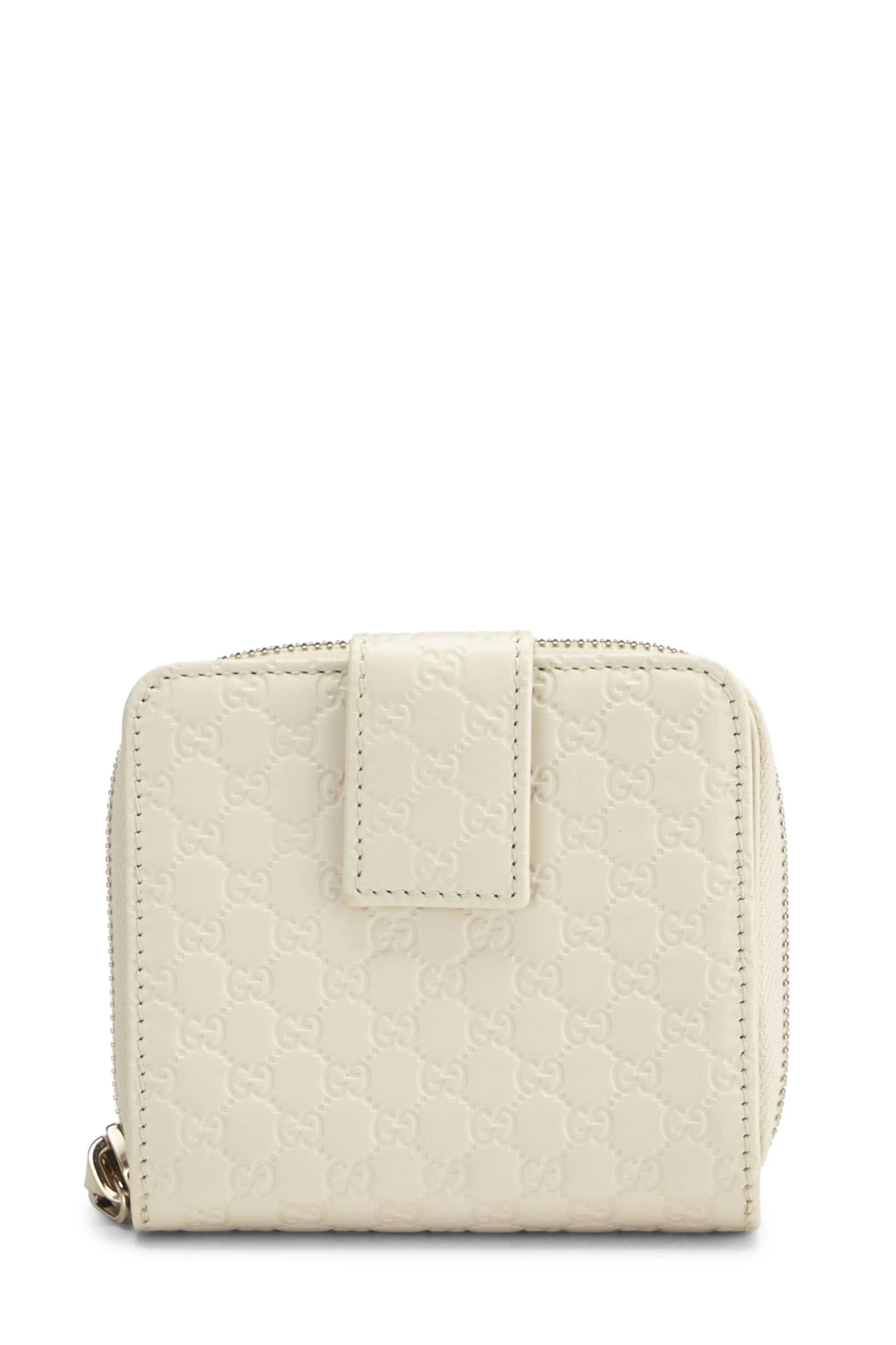 White Microguccissima French Compact Zip Wallet 3 White Microguccissima French Compact Zip Wallet - Image 3
