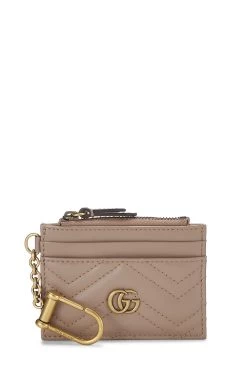 Gucci Beige Leather GG Marmont Card Case