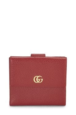 Gucci Red Grained Leather French Flap Wallet