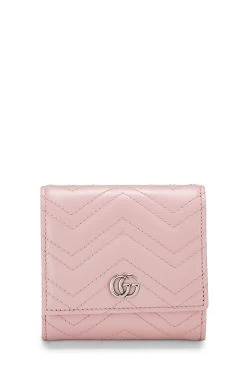 Gucci Pink Leather GG Marmont Card Case