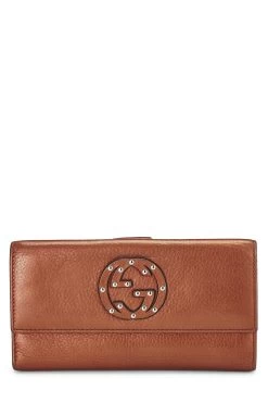 Gucci Rust Orange Leather Studded Soho Continental Wallet