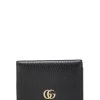 Gucci Black Leather GG Marmont Compact Wallet