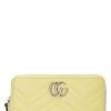 Gucci Yellow Chevron Leather Marmont Zip Wallet