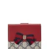 Gucci Red & Navy GG Supreme Canvas French Flap Wallet