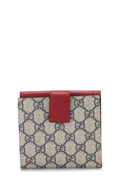 Gucci Red & Navy GG Supreme Canvas French Flap Wallet -Fashion clothing QFA1QQ73RB000 3