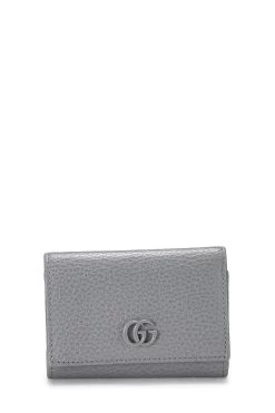 Gucci Grey Leather GG Marmont Compact Wallet