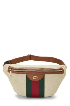 Gucci Beige Woven Canvas Web Belt Bag