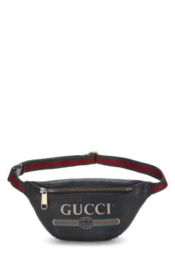Gucci Black Leather Logo Web Belt Bag Small