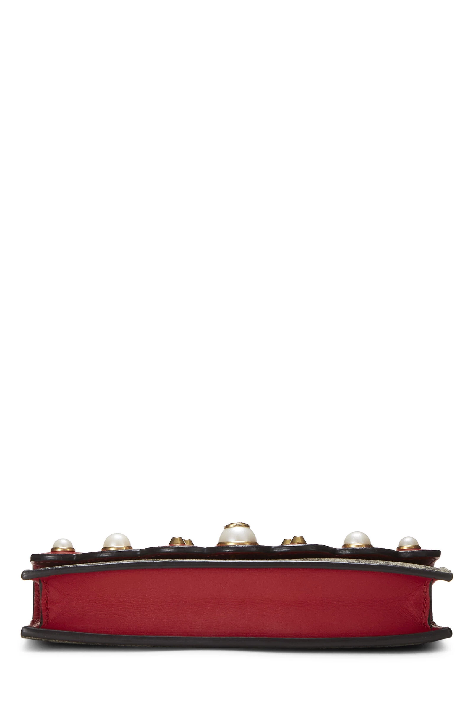 Gucci Red Original GG Supreme Canvas Pearl Studded Wallet-On-Chain (WOC) 6 Gucci Red Original GG Supreme Canvas Pearl Studded Wallet-On-Chain (WOC) - Image 6