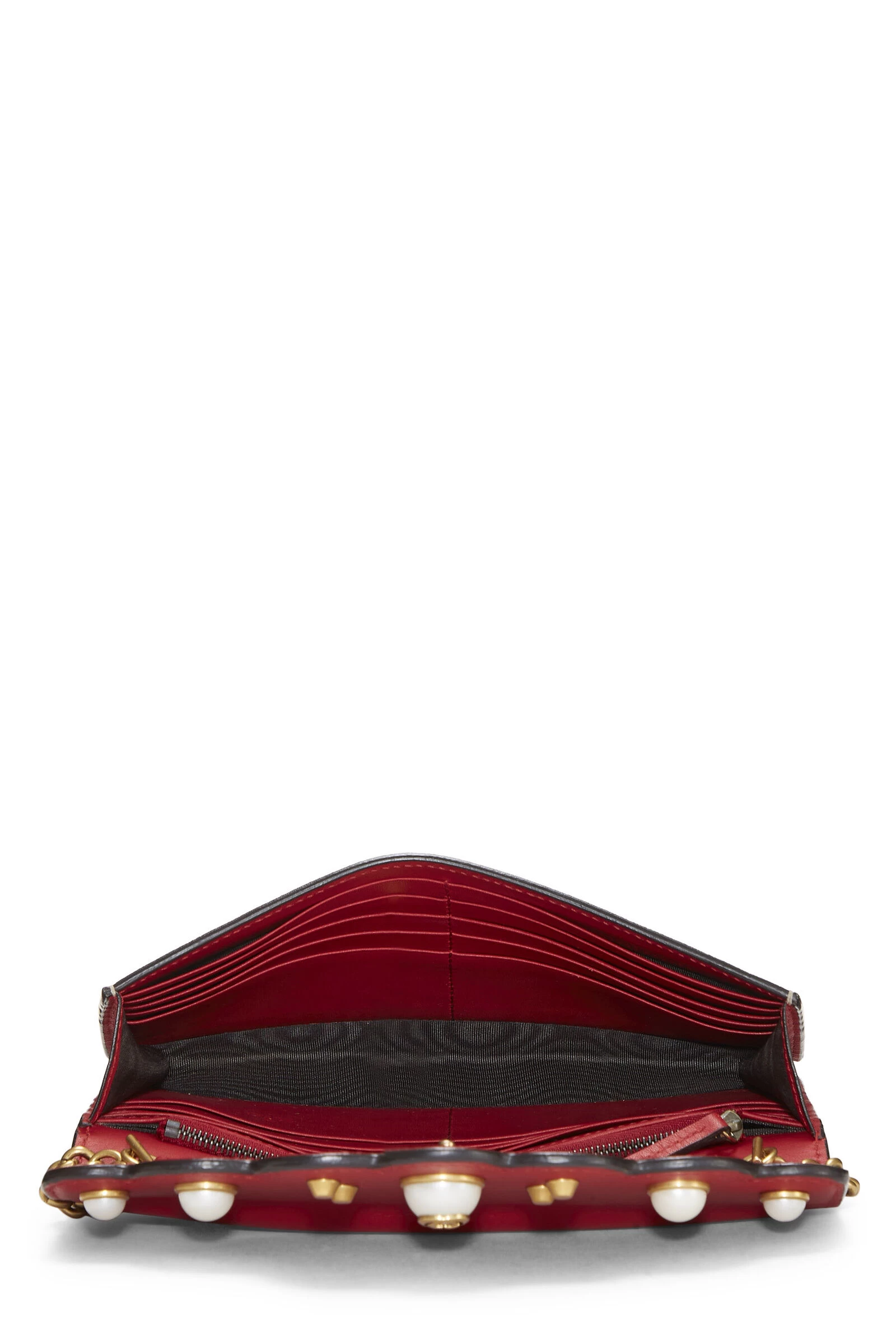 Gucci Red Original GG Supreme Canvas Pearl Studded Wallet-On-Chain (WOC) 7 Gucci Red Original GG Supreme Canvas Pearl Studded Wallet-On-Chain (WOC) - Image 7