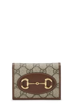 Gucci Brown Original GG Supreme Horsebit Compact Wallet