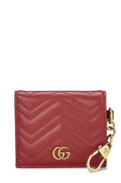 Gucci Red Leather GG Marmont Card Case