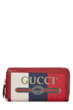 Gucci Multicolor Canvas Logo Zip Around Wallet