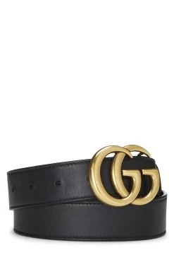 Gucci Black Leather Double GG Belt