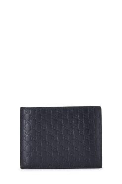 Navy Microguccissima Leather Bifold Wallet