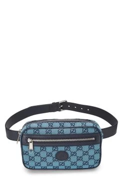 Gucci Blue GG Marmont Canvas Belt Bag
