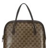 Gucci Brown GG Crystal Canvas Dome Handle Bag