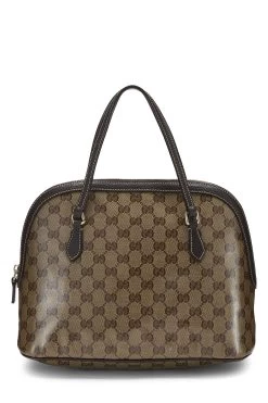 Gucci Brown GG Crystal Canvas Dome Handle Bag