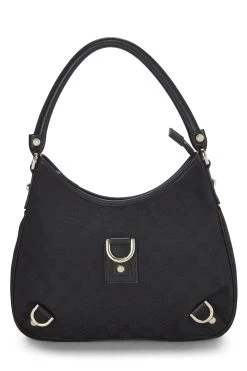 Gucci Black Original GG Canvas D-Ring Abbey Hobo Small