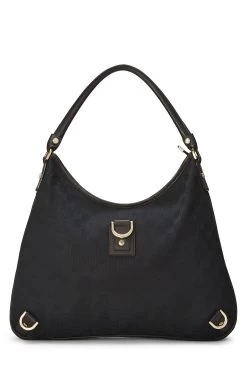 Gucci Black Original GG Canvas D-Ring Abbey Hobo Bag