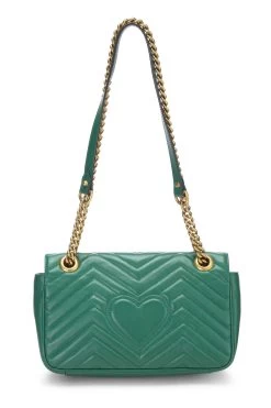 Gucci Green Leather GG Marmont Shoulder Bag Small -Fashion clothing QFB1BI1LGH006 4