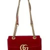 Gucci Red Velvet GG Marmont Shoulder Bag Mini