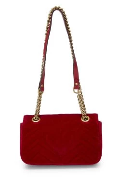 Gucci Red Velvet GG Marmont Shoulder Bag Mini -Fashion clothing QFB1BI39R9005 4