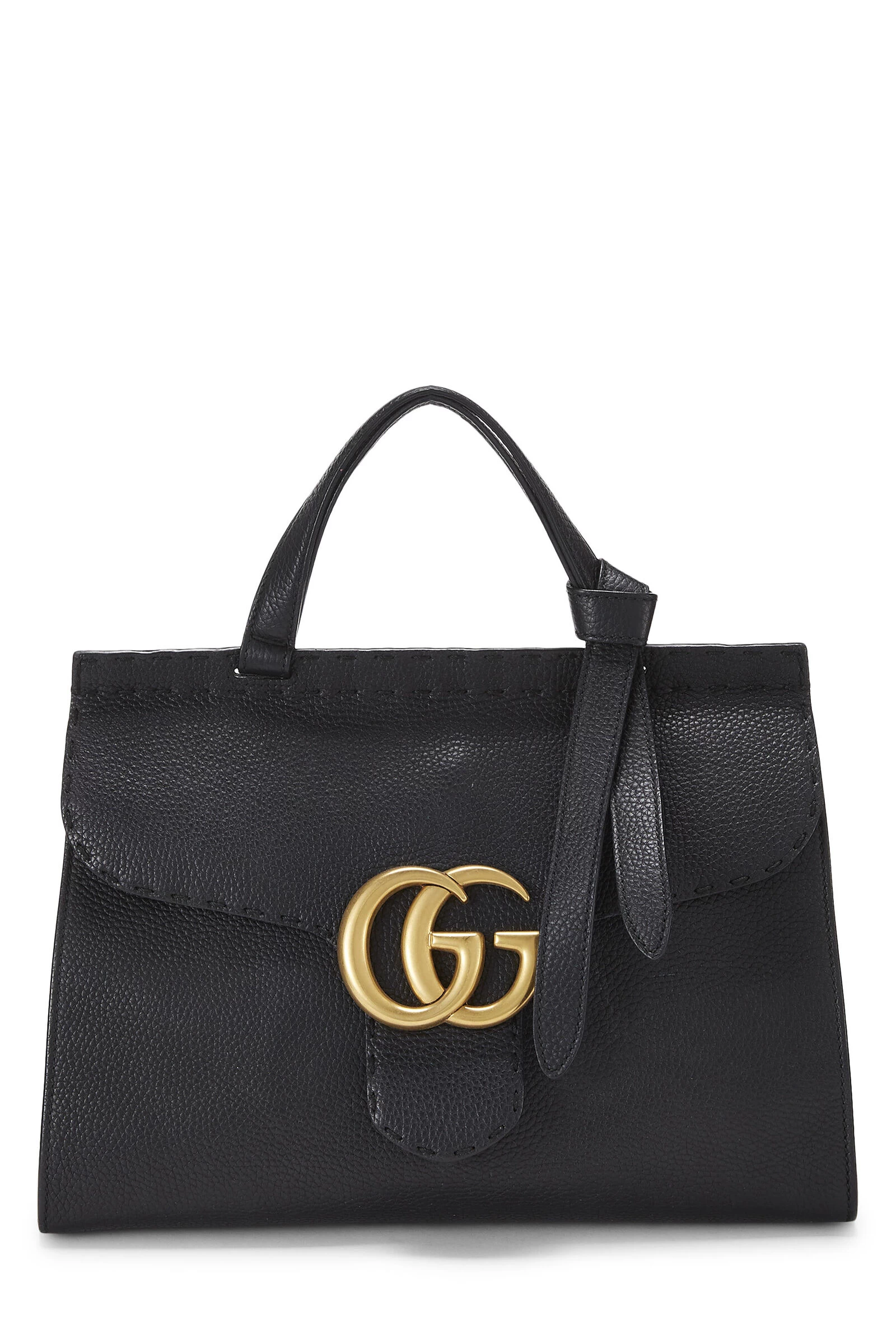 Gucci Black Leather GG Marmont Top Handle Bag Small 1 Gucci Black Leather GG Marmont Top Handle Bag Small