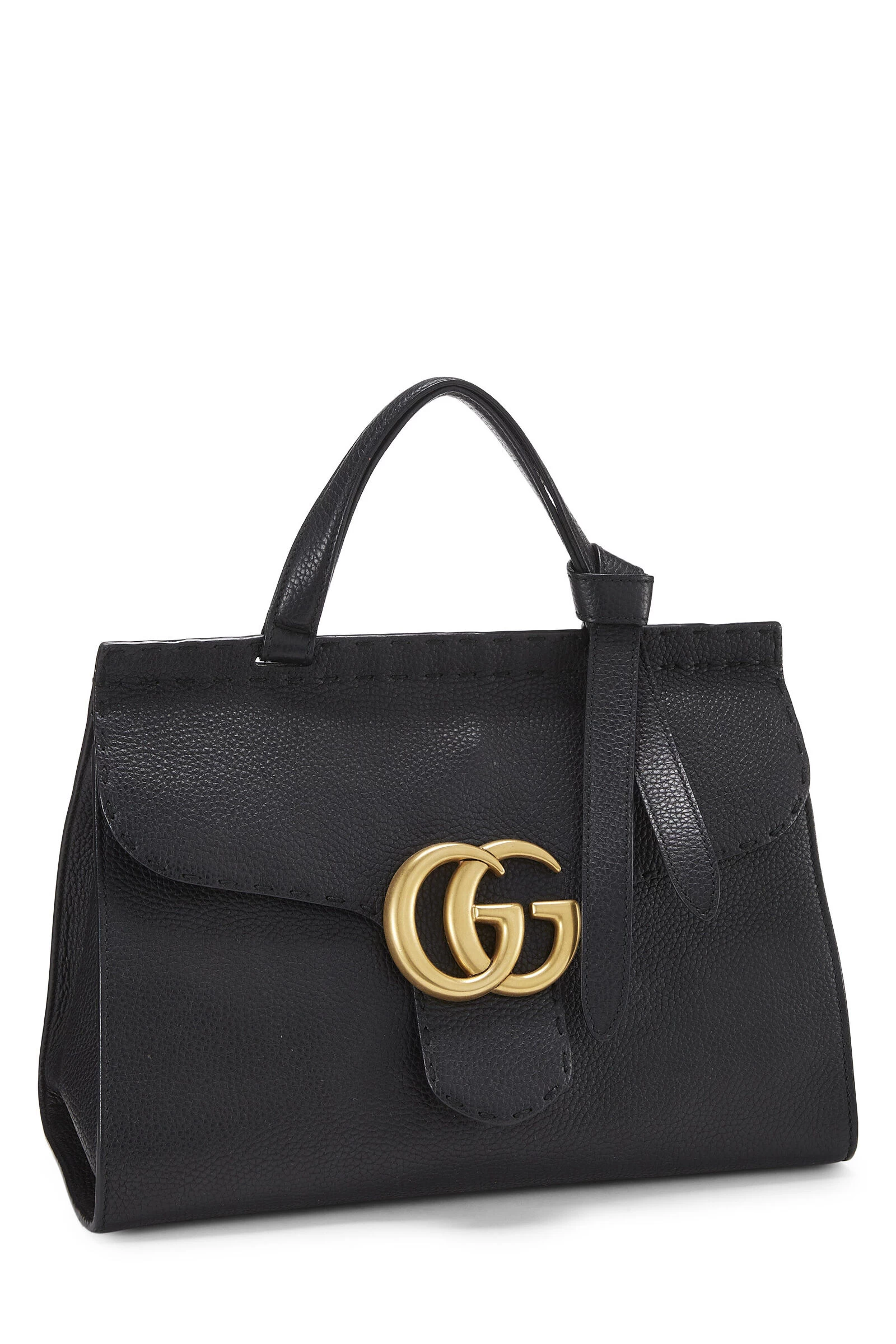 Gucci Black Leather GG Marmont Top Handle Bag Small 2 Gucci Black Leather GG Marmont Top Handle Bag Small - Image 2