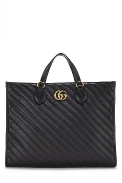 Gucci Black Leather Marmont Handle Bag Medium
