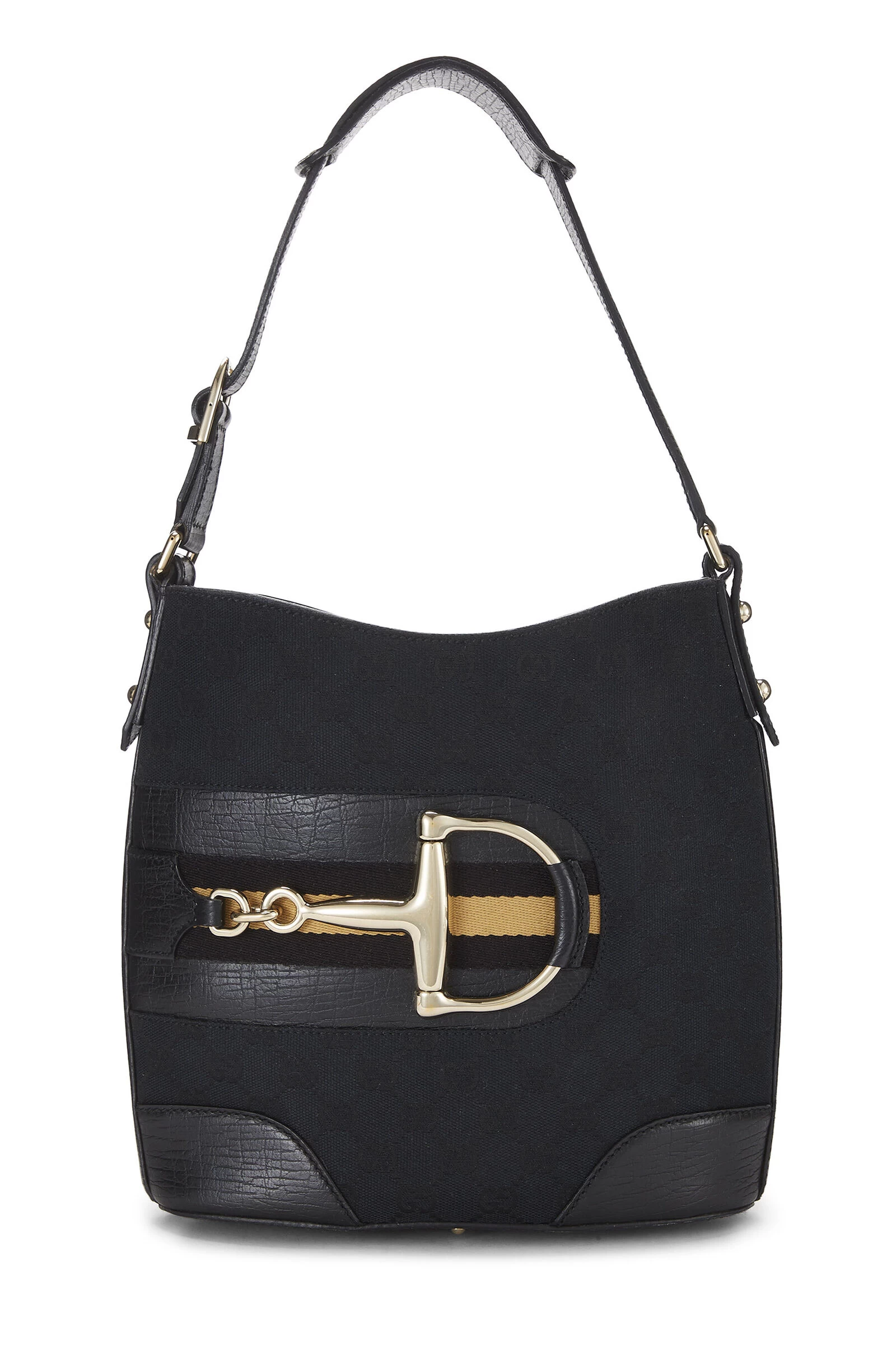 Gucci Black GG Canvas Horsebit Shoulder Bag 1 Gucci Black GG Canvas Horsebit Shoulder Bag