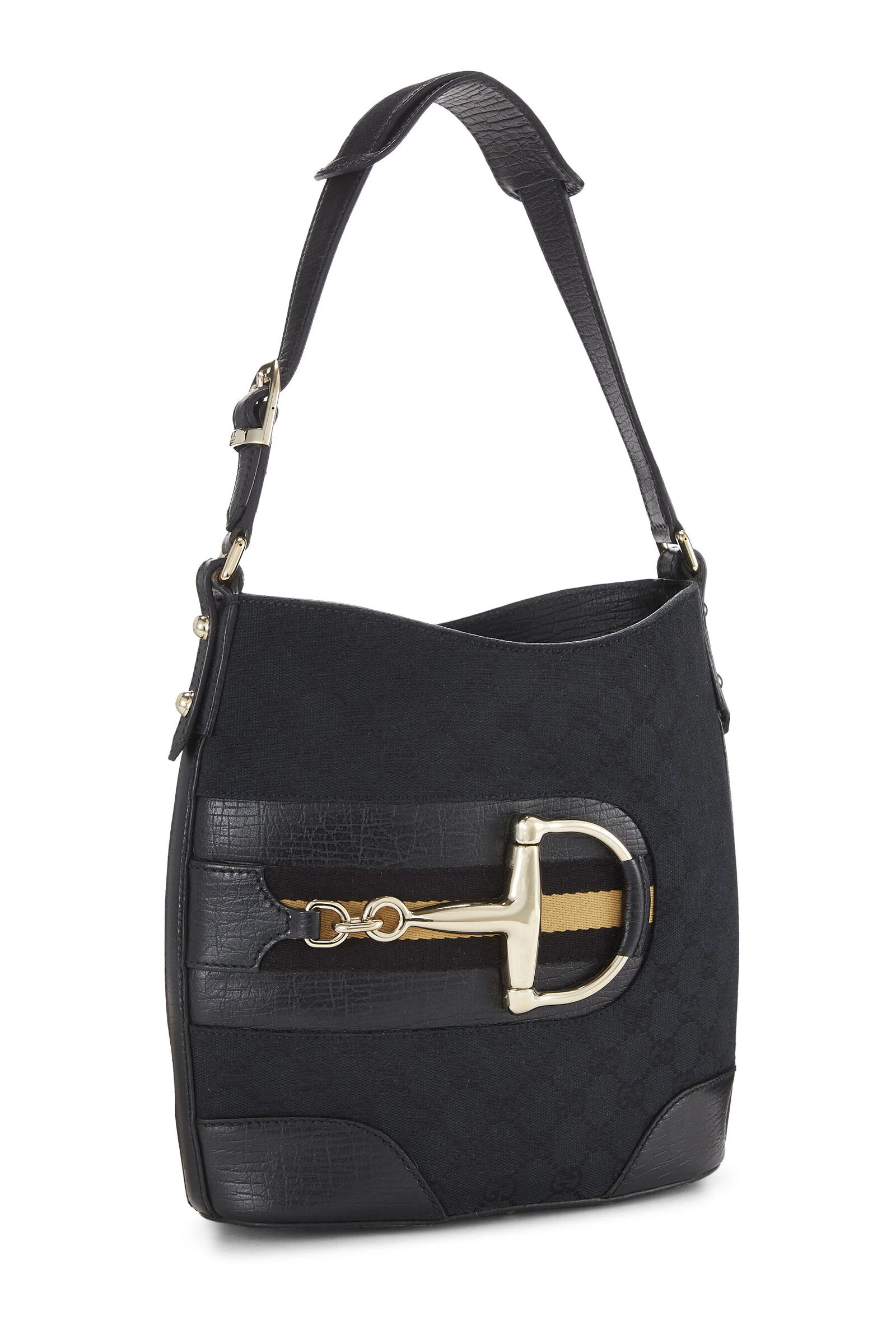 Gucci Black GG Canvas Horsebit Shoulder Bag 2 Gucci Black GG Canvas Horsebit Shoulder Bag - Image 2