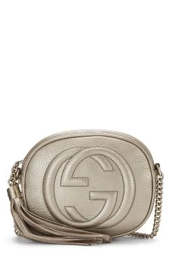 Gucci Metallic Gold Leather Soho Round Chain Crossbody Mini