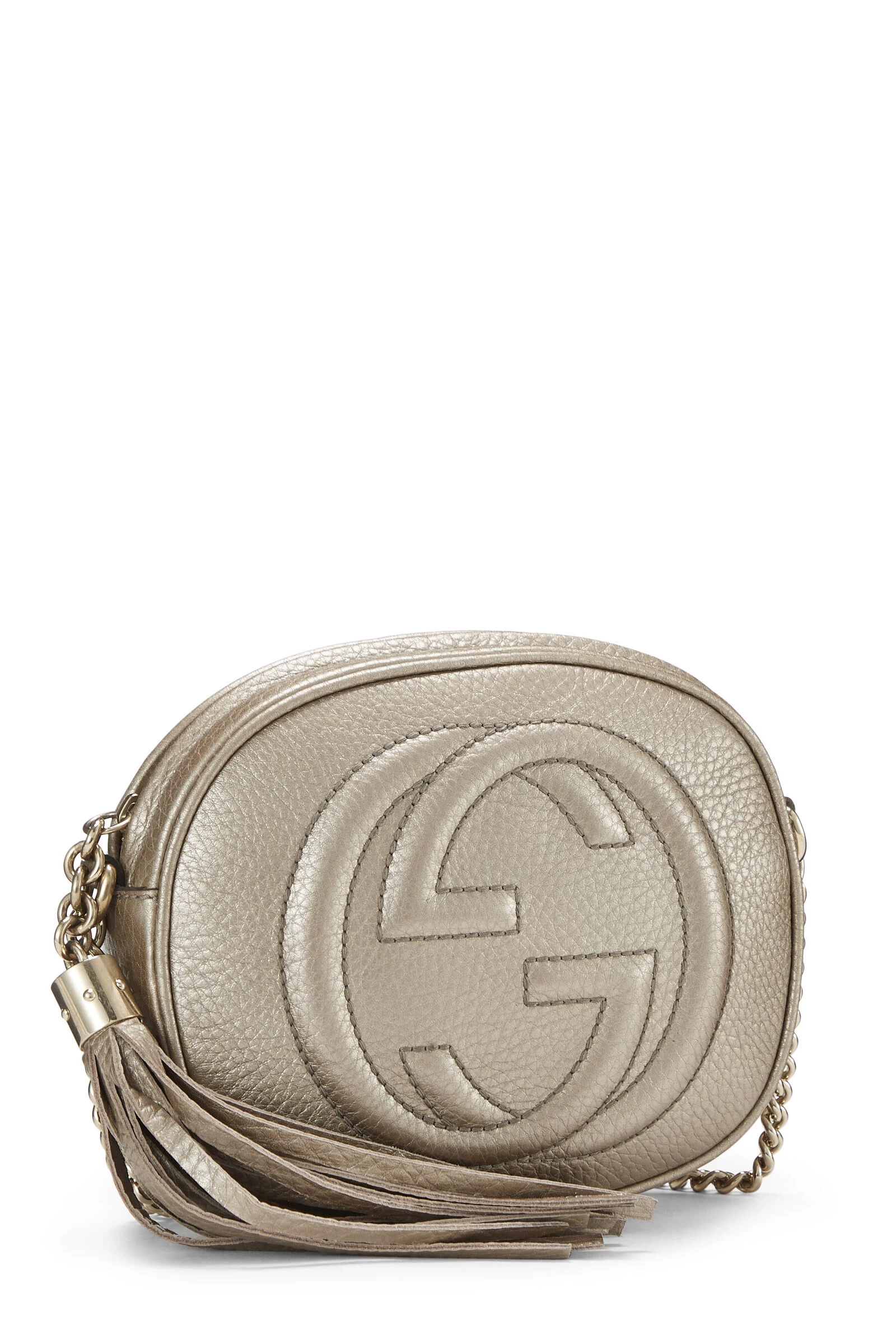 Gucci Metallic Gold Leather Soho Round Chain Crossbody Mini 2 Gucci Metallic Gold Leather Soho Round Chain Crossbody Mini - Image 2