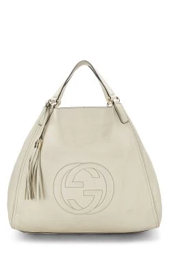 Gucci White Leather Soho Top Handle Hobo Large
