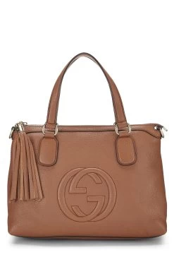Gucci Brown Grained Leather Soho Top Handle Tote