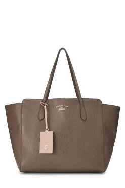 Gucci Grey Leather Swing Tote