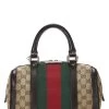 Gucci Brown GG Canvas Web Boston Bag Small