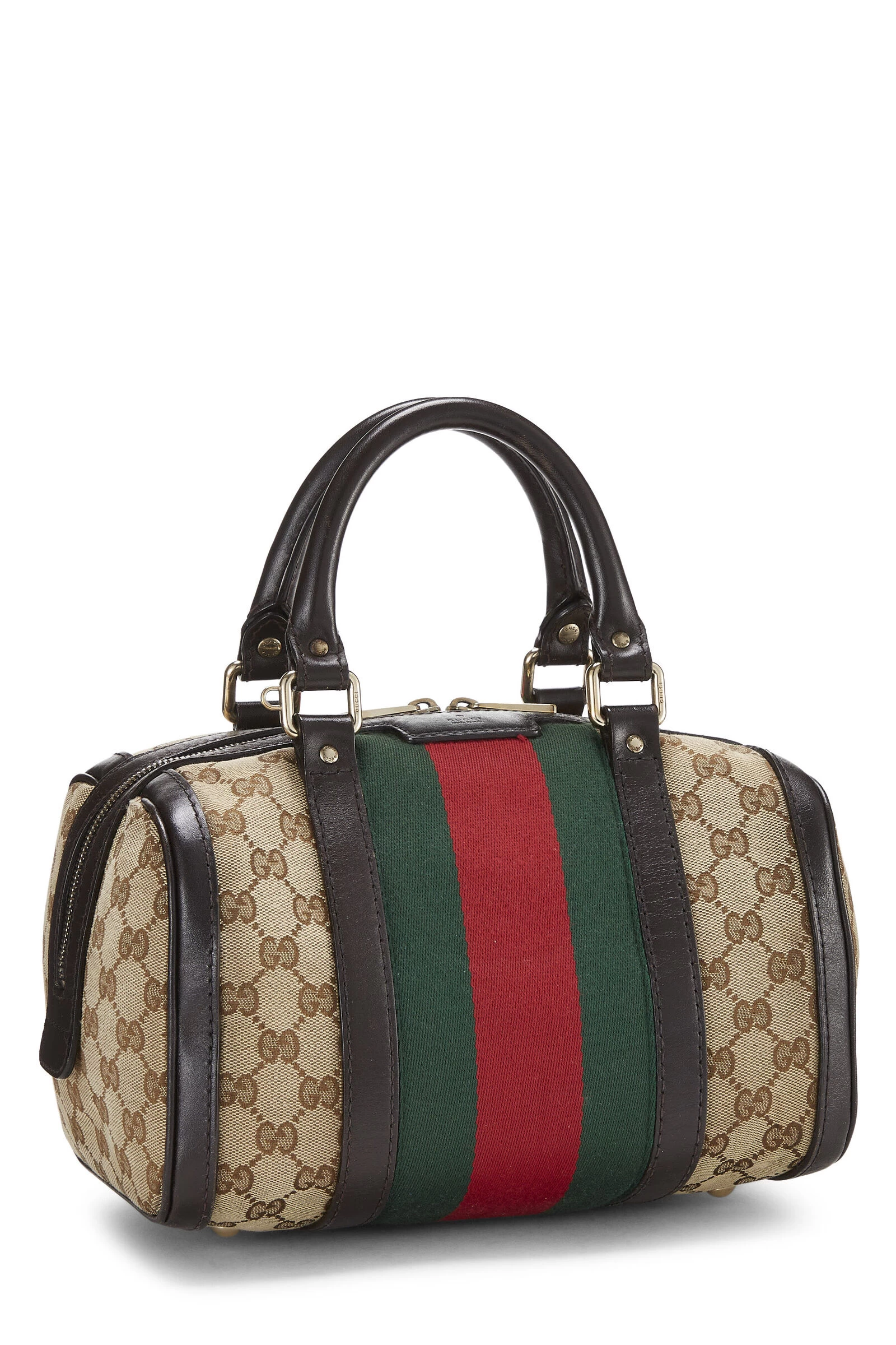 Gucci Brown GG Canvas Web Boston Bag Small 2 Gucci Brown GG Canvas Web Boston Bag Small - Image 2