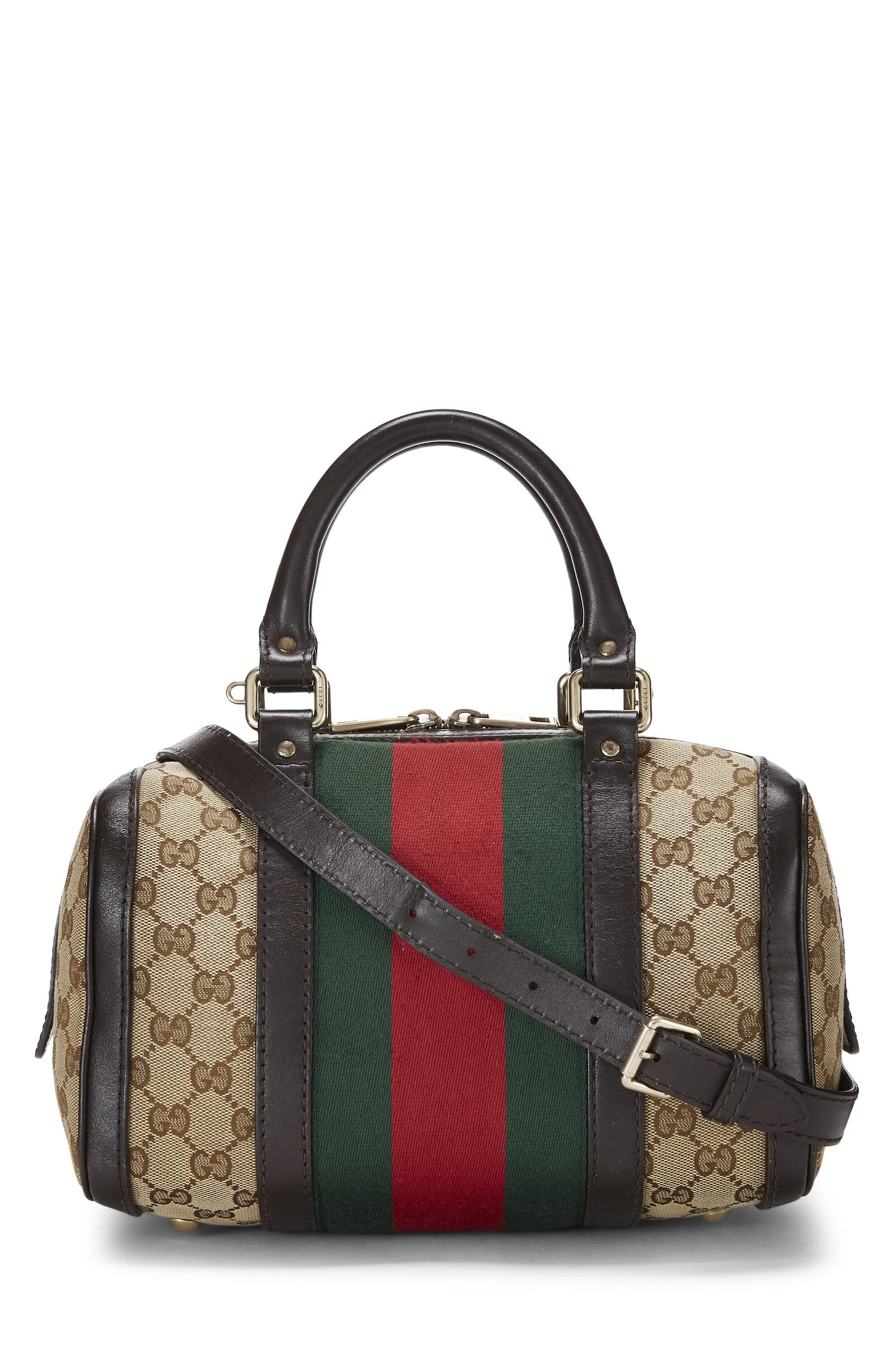Gucci Brown GG Canvas Web Boston Bag Small 4 Gucci Brown GG Canvas Web Boston Bag Small - Image 4