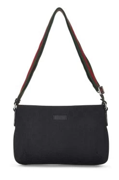 Gucci Black GG Canvas Web Messenger