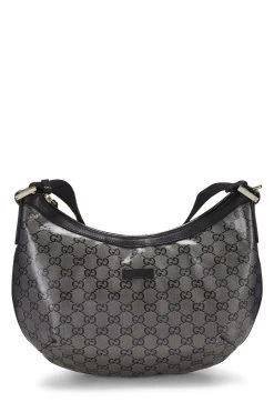 Gucci Black Crystal Canvas Web Round Messenger Bag