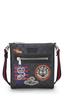 Gucci Black GG Supreme Coated Canvas Night Courrier Zip Flat Messenger