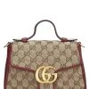 Gucci Red Original GG Canvas Marmont Top Handle Bag Mini